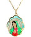 Macy's Enamel Mary 18" Pendant Necklace In 14k Gold In Gold