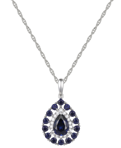 Macy's Sapphire (1-1/2 Ct. T.w.) & Diamond (1/10 Ct. T.w.) Teardrop 18" Pendant Necklace In 14k Gold (also