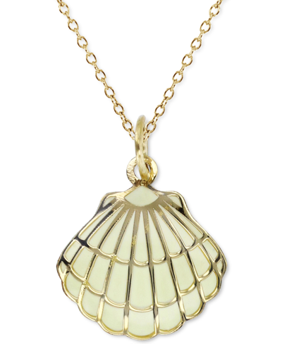 Macy's Enamel Shell 18" Pendant Necklace In 14k Gold