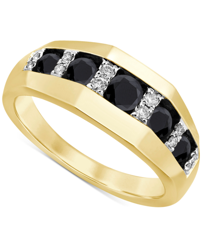 Macy's Men's Black Diamond (1-1/20 Ct. T.w.) & White Diamond (1/6 Ct. T.w.) Angular Ring In 10k Gold