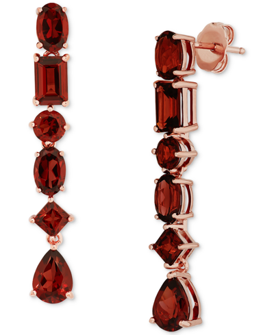 Macy's Garnet Multi-cut Linear Drop Earrings (6-7/8 Ct. T.w.) In 18k Rose Gold-plated Sterling Silver In Rhodolite Garnet