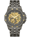 Bulova Men's Octava Automatic Crystal-accent Gray Stainless Steel Bracelet Watch 41.7mm In Gold / Gold Tone / Gray / Skeleton