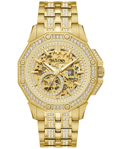 Bulova Men's Octava Automatic Crystal-accent Gold-tone Stainless Steel Bracelet Watch 41.7mm