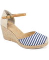 White Mountain Women's Mamba Espadrille Wedges Women's Shoes In Navy Stripe