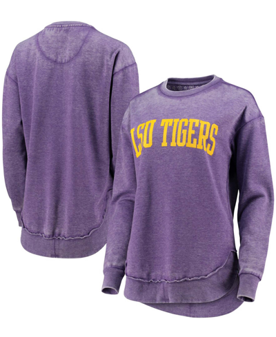 Pressbox Women's Purple Lsu Tigers Vintage-like Wash Pullover Sweatshirt