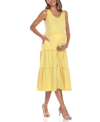 White Mark Plus Size Scoop Neck Tiered Midi Dress In Yellow