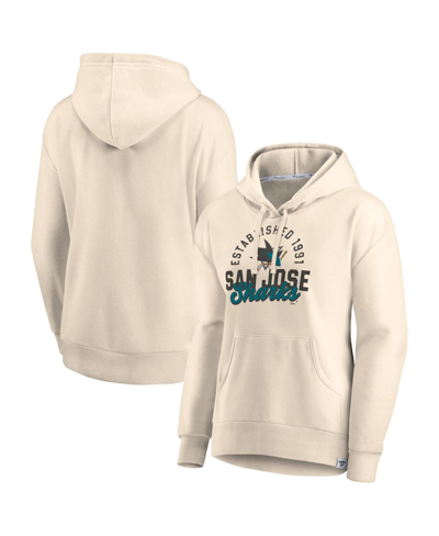 FANATICS WOMEN'S FANATICS OATMEAL SAN JOSE SHARKS CARRY THE PUCK PULLOVER HOODIE SWEATSHIRT