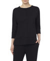 Jones New York Women's Petite Serenity Knit 3/4 Sleeve Tunic Top In Jones Black