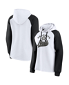 Fanatics Women's  Branded White And Black Brooklyn Nets Record Holder Raglan Pullover Hoodie In White/black
