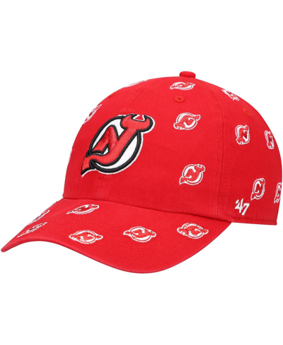 47 Brand Women's '47 Red New Jersey Devils Confetti Clean Up Logo Adjustable Hat