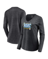 Fanatics Branded Charcoal Los Angeles Rams 2021 Nfc Champions Iconic Slant V-neck Long Sleeve T-shir In Charcoal