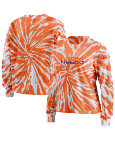 WEAR BY ERIN ANDREWS WOMEN'S WEAR BY ERIN ANDREWS ORANGE CLEMSON TIGERS TIE-DYE LONG SLEEVE T-SHIRT