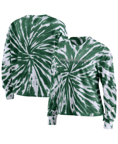 Wear By Erin Andrews Women's  Green Michigan State Spartans Tie-dye Long Sleeve T-shirt