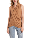 1.state Sleeveless Wrap Front Top In Wild Oak
