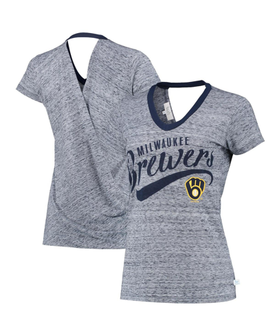 Touché Women's Touch Navy Milwaukee Brewers Hail Mary V-neck Back Wrap T-shirt