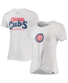 New Era Women's  White Chicago Cubs Plus Size 2-hit Front Knot T-shirt In White