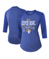 MAJESTIC WOMEN'S MAJESTIC THREADS HEATHER ROYAL LOS ANGELES RAMS SUPER BOWL LVI CHAMPIONS ROARING SUCCESS TRI