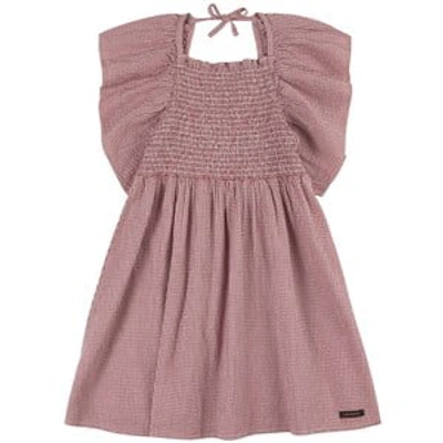 A Monday In Copenhagen Kids' Esther Checked Ruffled Dress Mesa Rose Check In Purple