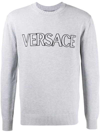Versace Logo-print Jumper In Grau