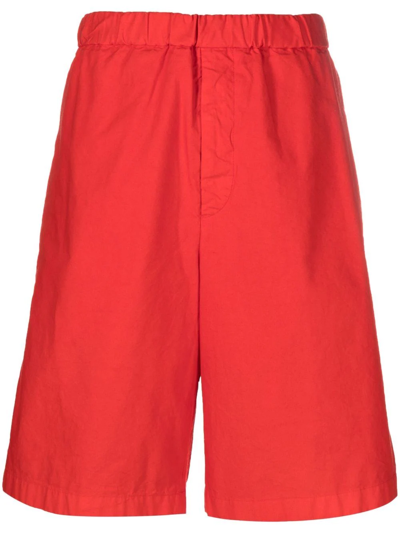 Jil Sander Elasticated-waistband Knee-length Shorts In Red