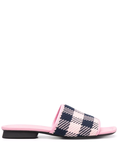 Camper Casi Myra Plaid Slide Sandal In Pink