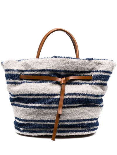 Dorothee Schumacher Striped Bouclé Tote Bag In Blue