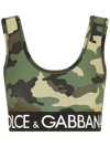 Dolce & Gabbana Camouflage Jersey Sports Bra In Green