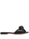 SANTONI KNOT-STRAP LEATHER SANDALS