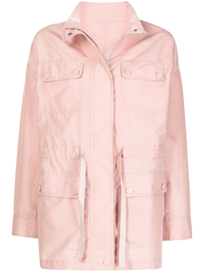 Yves Salomon 工装口袋抽绳衬衫式夹克 In Pink