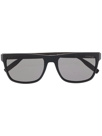 Montblanc Logo Square Tinted Sunglasses In Black