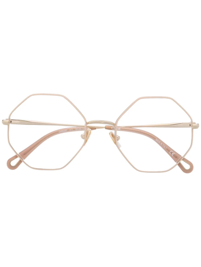 Chloé Geometric-frame Glasses In Gold