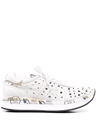Premiata Conny Perforated Sneakers In White