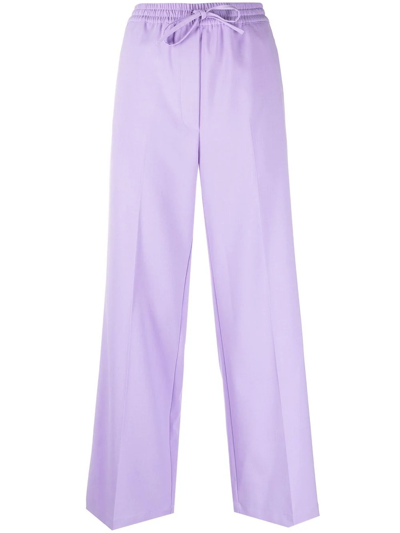 Erika Cavallini Wide-leg Drawstring Trousers In Violett