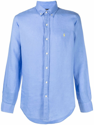 Polo Ralph Lauren Blue Linen Classic Fit Shirt In Harbor Island Blue