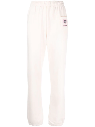 Chiara Ferragni Logo-patch Track Pants In Crema