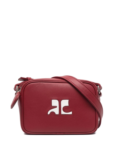 Courrèges Leather Crossbody Camera Bag In Red