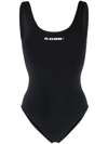 Jil Sander Logo Swimsuit In Black
