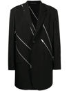 Yohji Yamamoto Zip-embellished Single-breasted Blazer In Black