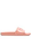 Diesel Embossed-logo Open-toe Slides In Pink