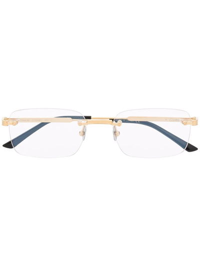 Cartier Rectangle-frame Glasses In Gold