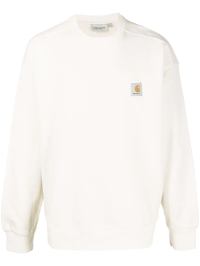 Carhartt Nelson Logo-patch Sweatshirt In Cream