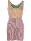 Andersson Bell Colour-block Knitted Mini Dress In Orange