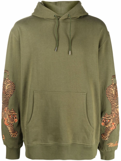 Maharishi Tiger-print Pullover Hoodie In Green