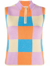 Stine Goya Vilda Knit Blouse In Check In Nude