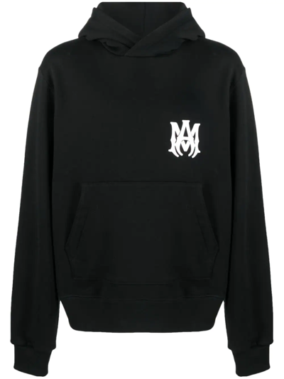 Amiri Hooded Cotton Sweatshirt Kangaroo Pocket In Black
