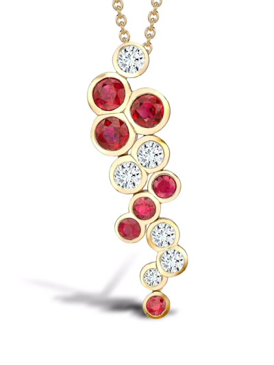 Pragnell 18kt Rose Gold Bubble Ruby Diamond Pendant Necklace In Pink