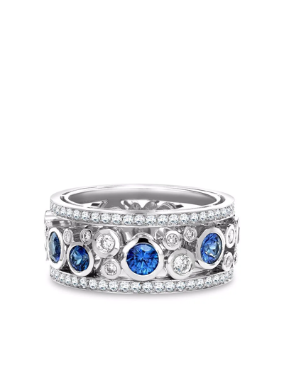 Pragnell 18kt White Gold Bubbles Sapphire Diamond Dress Ring In Silver