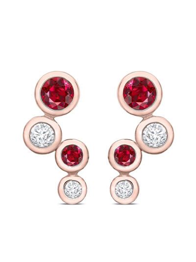 Pragnell 18kt Rose Gold Bubbled Ruby And Diamond Earrings In Pink
