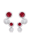 Pragnell 18kt White Gold Bubbles Diamond And Ruby Earrings In Silver