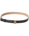 BURBERRY LADIES BLACK / LIGHT GOLD MONOGRAM BUCKLED BELT, SIZE SMALL